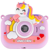 Detský digitálny fotoaparát na statíve Jednorožec - fialový