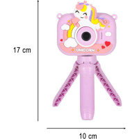 Detský digitálny fotoaparát na statíve Jednorožec - fialový