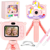 Detský digitálny fotoaparát na statíve Jednorožec - ružový