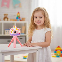 Detský digitálny fotoaparát na statíve Jednorožec - ružový