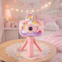 Detský digitálny fotoaparát na statíve Jednorožec - ružový
