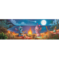 CLEMENTONI Panoramatické puzzle Lilo & Stitch: Nočný táborák 1000 dielikov