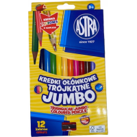 ASTRA Trojhranné pastelky 12ks Jumbo s strúhadlom (vrátane viacfarebnej pastelky)