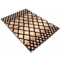 Kusový koberec SHAGGY NEVADA - mřížka - béžový