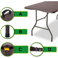 Set cateringového nábytku WOODLAND - stôl 180 cm + 2 lavice - hnedý