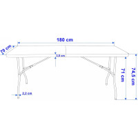 Cateringový stôl BALI BLACK 180 cm - čierny