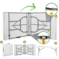 Cateringový stôl BUFET WHITE 200x90 cm - biely
