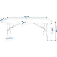Cateringový stôl BUFET WHITE 200x90 cm - biely