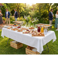 Cateringový stôl BUFET WHITE 200x90 cm - biely