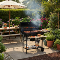 Záhradný gril na drevené uhlie BAREL WOOD s 2 roštami