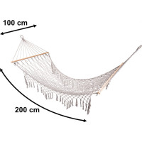 Záhradná hojdacia sieť BOHO so strapcami - 200 cm - šedá
