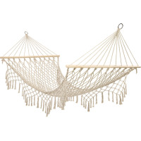 Záhradná hojdacia sieť BOHO so strapcami - 200 cm - ecru