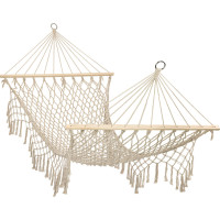 Záhradná hojdacia sieť BOHO so strapcami - 200 cm - ecru