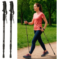 Nordic walking palice skladacie 2 kusy - čierne