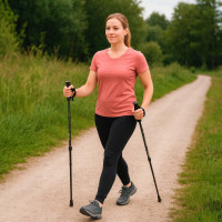 Nordic walking palice skladacie 2 kusy - čierne