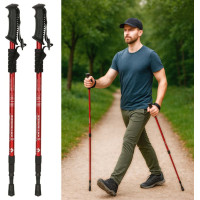 Nordic walking palice skladacie 2 kusy - červené