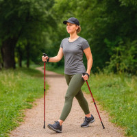 Nordic walking palice skladacie 2 kusy - červené
