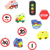 Drevené korálky na navliekanie - Dopravné prostriedky a značky