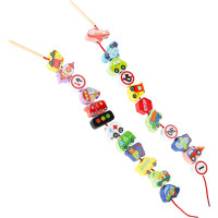 Drevené korálky na navliekanie - Dopravné prostriedky a značky