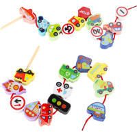 Drevené korálky na navliekanie - Dopravné prostriedky a značky