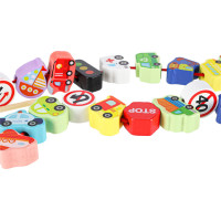 Drevené korálky na navliekanie - Dopravné prostriedky a značky