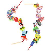 Drevené korálky na navliekanie - Dopravné prostriedky a značky