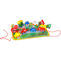 Drevené korálky na navliekanie - Autíčka a značky