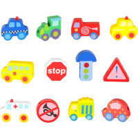 Drevené korálky na navliekanie - Autíčka a značky