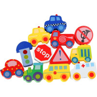 Drevené korálky na navliekanie - Autíčka a značky