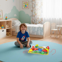 Drevené korálky na navliekanie - Autíčka a značky