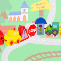 Drevené korálky na navliekanie - Autíčka a značky