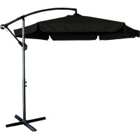Skladací záhradný slnečník LUARO s predlžovacím ramenom - 290 cm - čierny