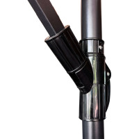 Skladací záhradný slnečník LUARO s predlžovacím ramenom - 290 cm - čierny