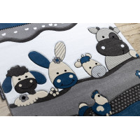 Detský kusový koberec Petit Farm animals blue, 120x170 cm