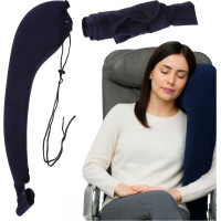 Nafukovací bočný cestovný vankúš na rameno - tmavomodrý