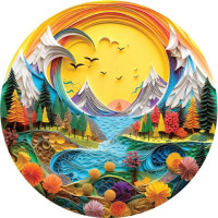 ART PUZZLE Okrúhle puzzle Krajina z papiera 570 dielikov