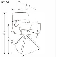 Jedálenská otočná stolička K574 - popolavo šedá