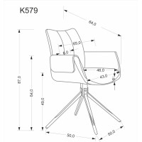 Jedálenská otočná stolička K579 - popolavo šedá
