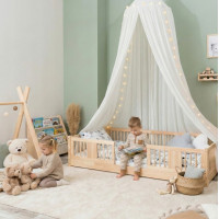 Detská Montessori posteľ z masívu borovice LUNA - 200x90 cm