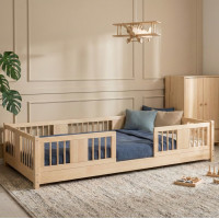 Detská Montessori posteľ z masívu borovice LUNA - 200x90 cm