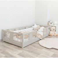 Detská Montessori posteľ z masívu borovice LUNA - 160x80 cm