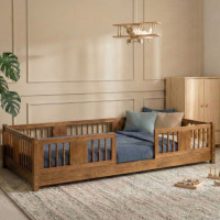 Detská Montessori posteľ z masívu borovice LUNA - 160x80 cm