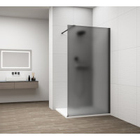 Polysan ESCA BLACK MATT jednodielna sprchová zástena na inštaláciu k stene, dymové matné sklo, 1000 mm ES1410-02