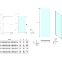 Polysan ARCHITEX sada na uchytenie skla podlaha-stena so spádovou lištou, 1615x2105mm, pravá, leštený hliník AX2116R