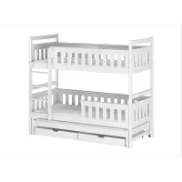 Detská poschodová posteľ z masívu KRISTIÁN s prístelkou a šuplíky - 200x90 cm - BIELA