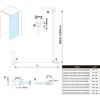Polysan ESCA CHROME jednodielna sprchová zástena na inštaláciu k stene, dymové matné sklo, 700 mm ES1470-01