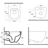 Isvea INFINITY závesná WC misa, Rimless, 36, 5x53cm, antracit 10NF02005-2C