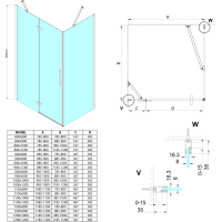 Gelco TRINITY BLACK obdĺžnikový sprchovací kút 1200x1000mm, číre sklo, pravé GT5610-12CR-B