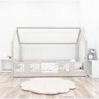 Detská domčeková Montessori posteľ z masívu borovice LUNA L - 160x80 cm