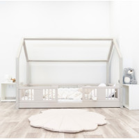 Detská domčeková Montessori posteľ z masívu borovice LUNA L - 200x90 cm